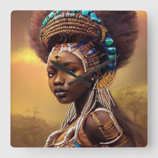 Horloge Carrée Reine africaine (Recto)