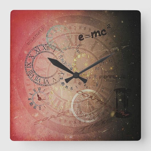 Horloge Carrée Relativity of time art (Recto)