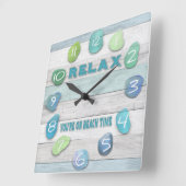 Horloge Carrée Relax, Your on Beach Time Driftwood (Angle)