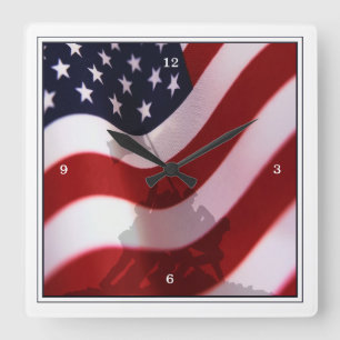 Horloge Carrée Relèvement du drapeau chez Iwo Jima 2ÈME GUERRE