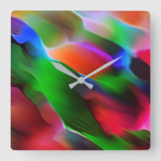 Horloge Carrée relief et profondeur vert foncé et rouge (Recto)