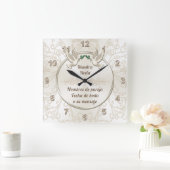 Horloge Carrée Reloj de boda, personalizado en español (Maison)
