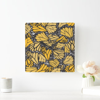 Horloge Carrée Reloj de pared cuadrado estampado mariposa monarca