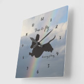 Horloge Carrée Remembrance Rainbow Dachshund Wall Clock (Angle)