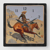 Horloge Carrée Remington : Le Cowboy, (Recto)