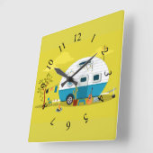 Horloge Carrée Remorque Camper Animé (Angle)