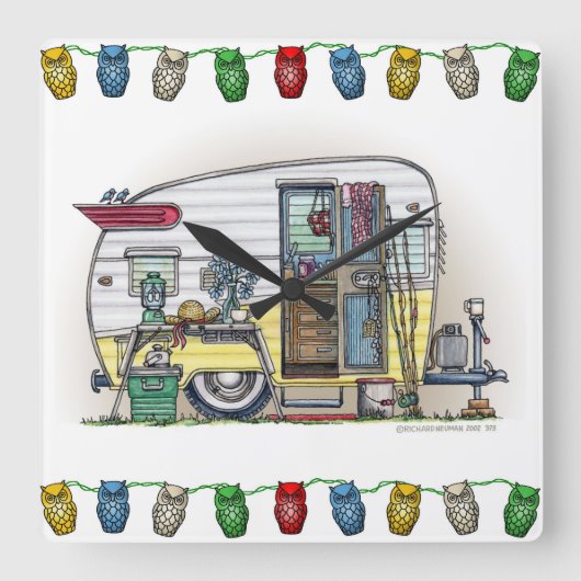 Horloge Carrée Remorque de campeur de Shasta rv (Recto)