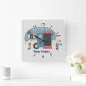 Horloge Carrée Remorque Happy Campers (Maison)