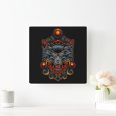 Horloge Carrée Renard Kitsune  (Maison)