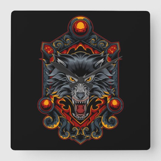 Horloge Carrée Renard Kitsune  (Recto)