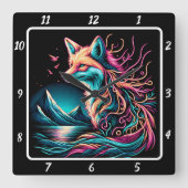 Horloge Carrée Renard solitaire dans les Highlands (Recto)