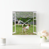 Horloge Carrée Renard Terriers À La Découverte Du Jardin, (Maison)