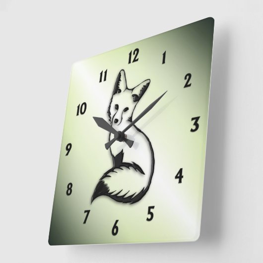 Horloge Carrée Renard vert (Angle)
