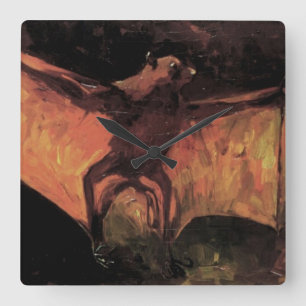 Horloge Carrée Renard volant chauve-souris par Vincent van Gogh