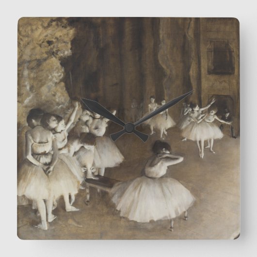 Horloge Carrée Répétition de ballet sur scène par Edgar Degas (Recto)