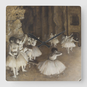 Horloge Carrée Répétition de ballet sur scène par Edgar Degas