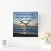 HORLOGE CARRÉE RÉPONSE 2 CORINTHIENS 5:17 OCEAN SLEVER (Maison)