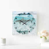 Horloge Carrée Requin dans les eaux (Maison)