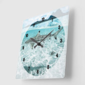 Horloge Carrée Requin dans les eaux (Angle)