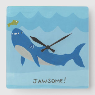 Horloge Carrée Requin de Jawesome