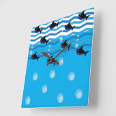 Horloge Carrée Requins Blue Ocean Fish Kids (Angle)