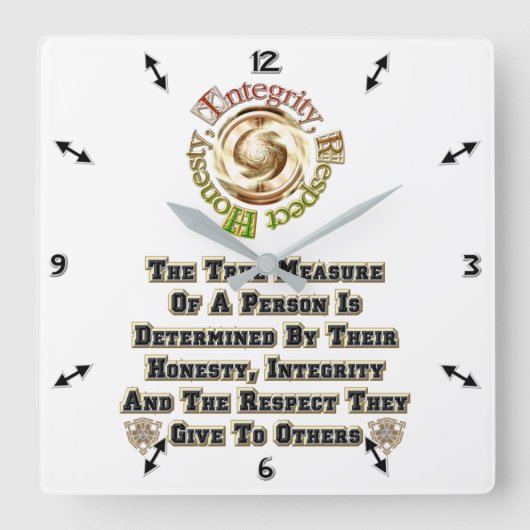 Horloge Carrée Respect de l'intégrité honnêteté MXT (Recto)