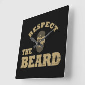 Horloge Carrée Respectez la barbe, de drôles paroles barrées (Angle)