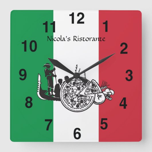 Horloge Carrée Restaurant italien Pizzaria Clock (Recto)