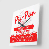 Horloge Carrée Restaurant Pie-Pan Drive-In, Chicago, Illinois (Angle)