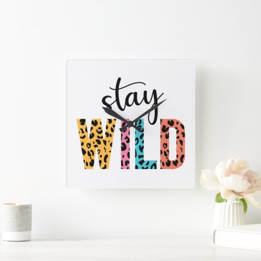 Horloge Carrée Restez à l'abri (Maison)