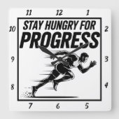 Horloge Carrée Restez à l'affût pour le coureur de progrès (Recto)