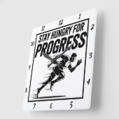 Horloge Carrée Restez à l'affût pour le coureur de progrès (Angle)