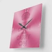 Horloge Carrée Restez calme et continuez à briller les tons roses (Angle)