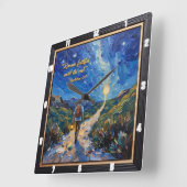 Horloge Carrée Restez fidèles jusqu'à la fin. Apocalypse 2:10 (Angle)