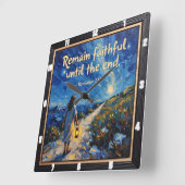 Horloge Carrée Restez fidèles jusqu'à la fin. Apocalypse 2:10 (Angle)