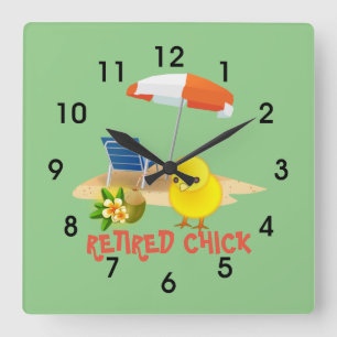 Horloge Carrée Rétired Chick-Beach Scene