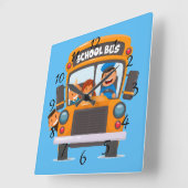 Horloge Carrée Retour au bus scolaire (Angle)