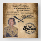 Horloge Carrée Retraite avec photo (Recto)