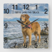Horloge Carrée Retriever à la plage vous manque (Recto)