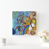 Horloge Carrée Rétro 60 s Psychedelic At the Beach Clock (Maison)