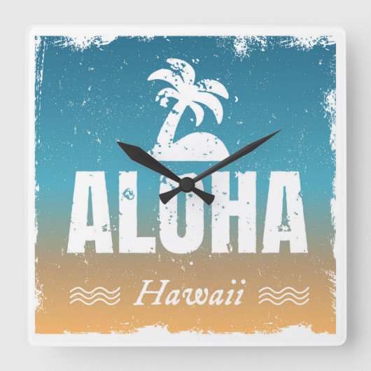 Horloge Carrée Retro Aloha Hawaii (Recto)