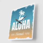 Horloge Carrée Retro Aloha Hawaii (Angle)