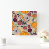 Horloge Carrée Rétro arrière - plan des légumes frais (Maison)