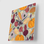 Horloge Carrée Rétro arrière - plan des légumes frais (Angle)