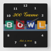 Horloge Carrée Retro Bowling (Recto)