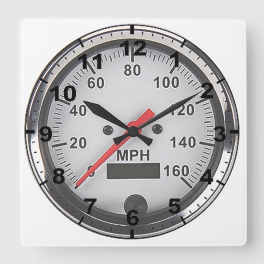 Horloge Carrée "Retro chrome speedometer", design wall clocks (Recto)