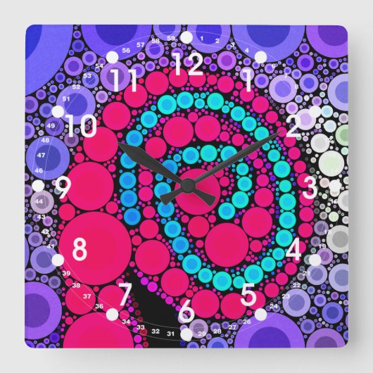 Horloge Carrée Retro concentric Circles Cool Swirl Pattern (Recto)