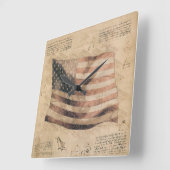 Horloge Carrée Retro États-Unis (Angle)