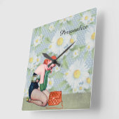 Horloge Carrée Rétro fille de Pin- de roux (Angle)