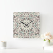 Horloge Carrée Rétro, floral (Maison)